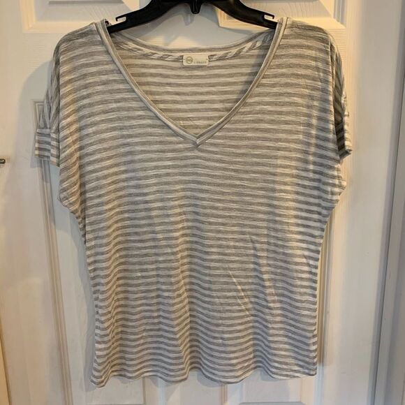 AG Gray and White Striped Tee - Picture 2 of 6
